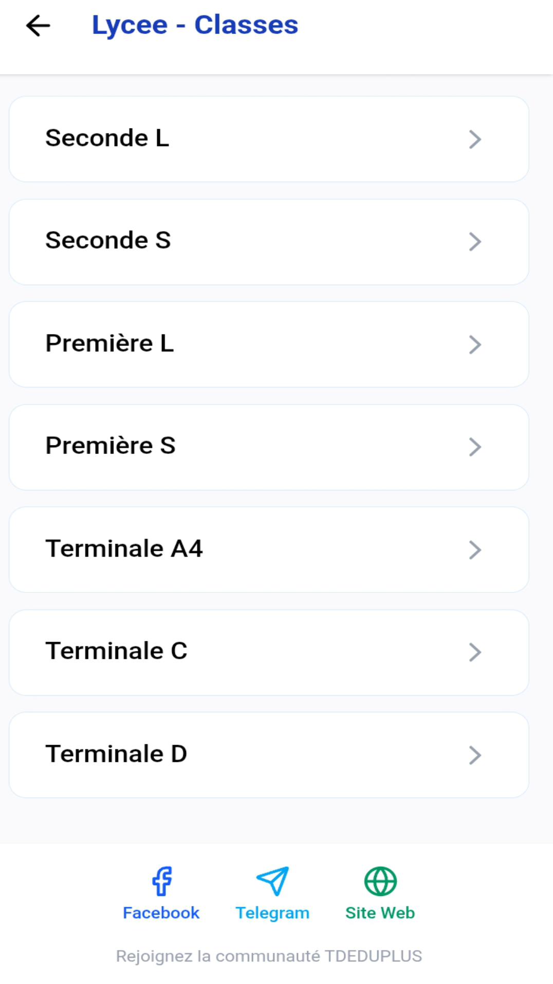 Classes du Lycée — Seconde à Terminale